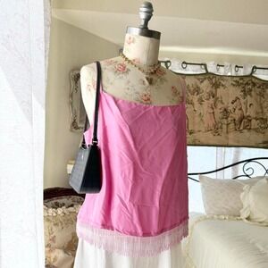 resource y2k pink beaded fairy tank top womens size 16‎